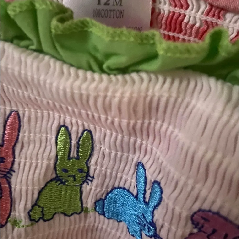 Smocked Gingham Bunny Bubble Romper